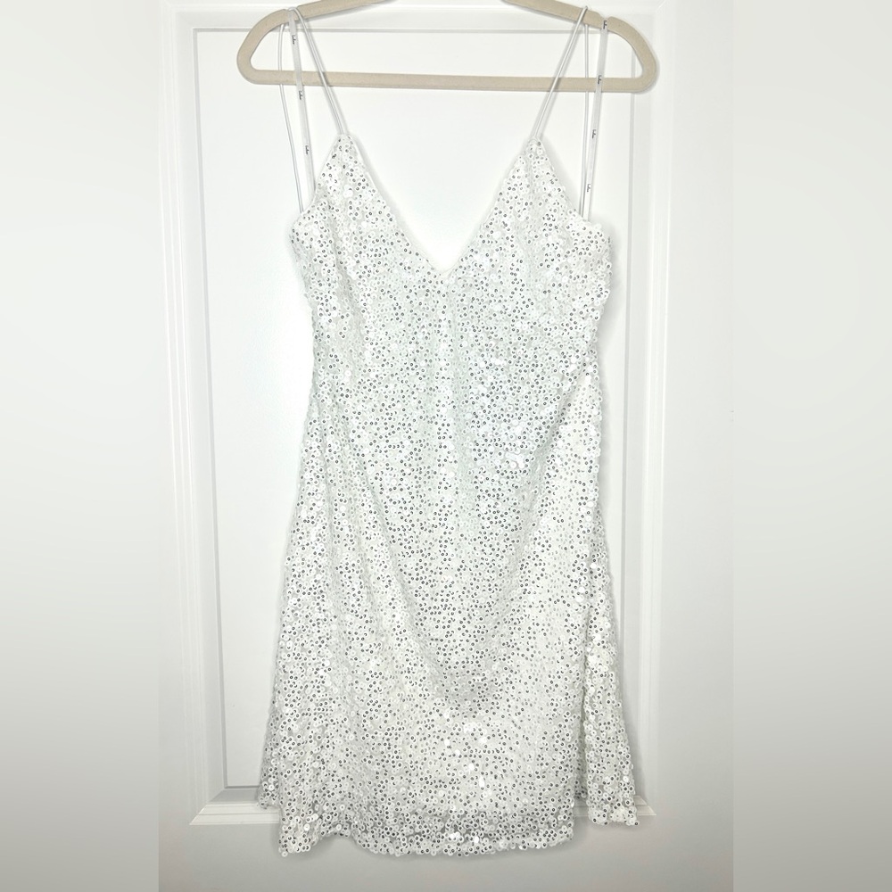 Elegant White Sequin Dress